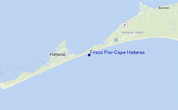 mapa de localização de Frisco Pier/Cape Hatteras