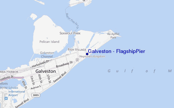mapa de localização de Galveston - Flagship Pier