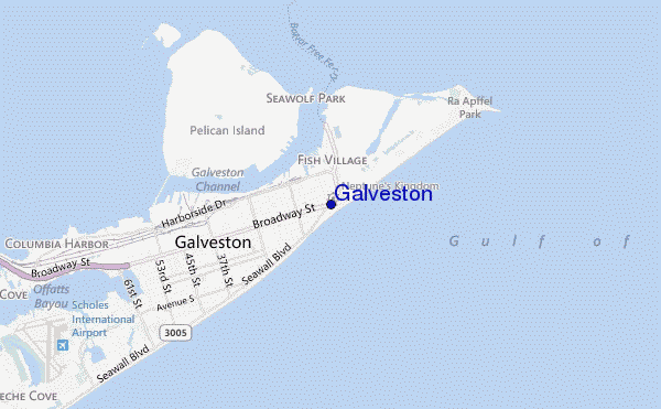 mapa de localização de Galveston