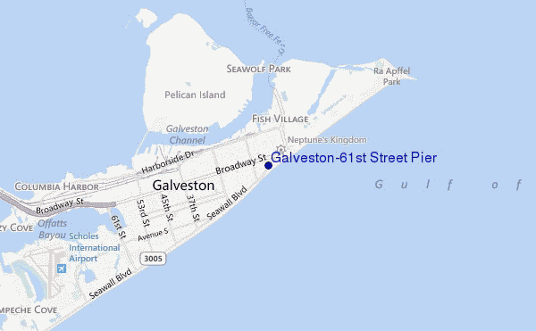 mapa de localização de Galveston-61st Street Pier