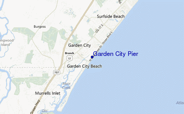 mapa de localização de Garden City Pier