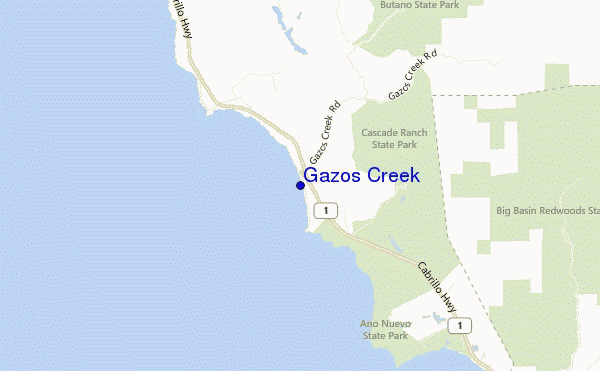 mapa de localização de Gazos Creek