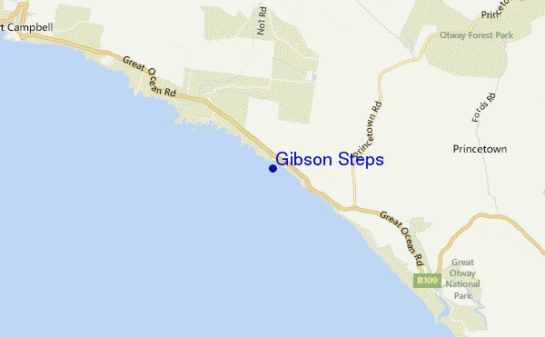 mapa de localização de Gibson Steps