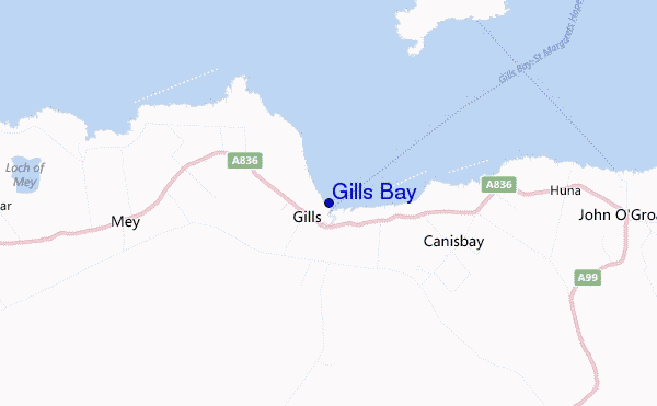 mapa de localização de Gills Bay