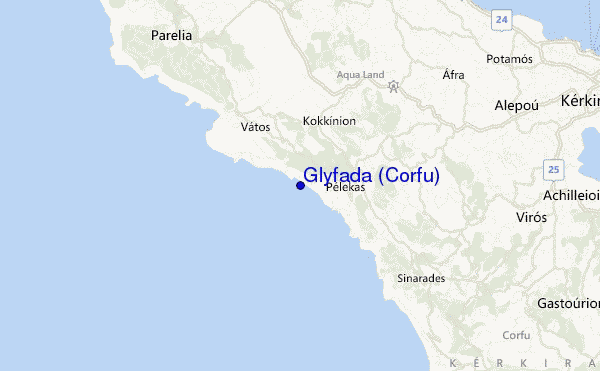 mapa de localização de Glyfada (Corfu)