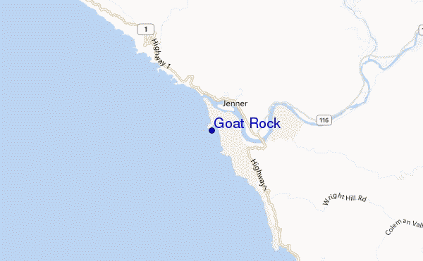 mapa de localização de Goat Rock