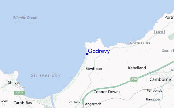 mapa de localização de Godrevy