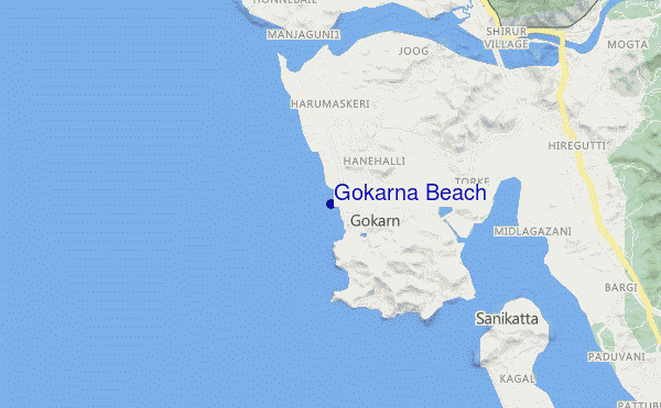 mapa de localização de Gokarna Beach