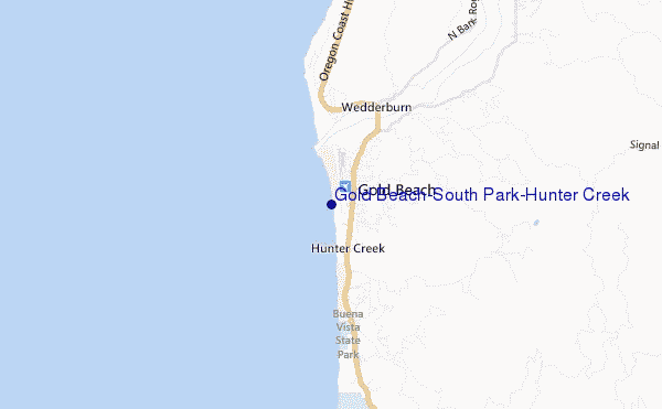 mapa de localização de Gold Beach/South Park/Hunter Creek