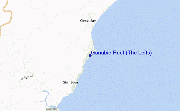 mapa de localização de Gonubie Reef (The Lefts)