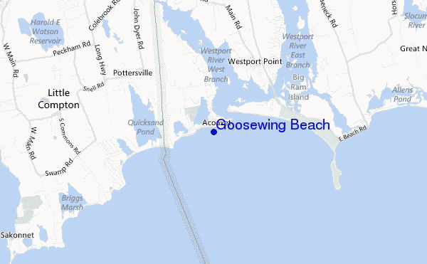 mapa de localização de Goosewing Beach