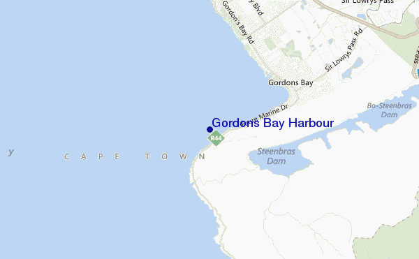 mapa de localização de Gordons Bay Harbour