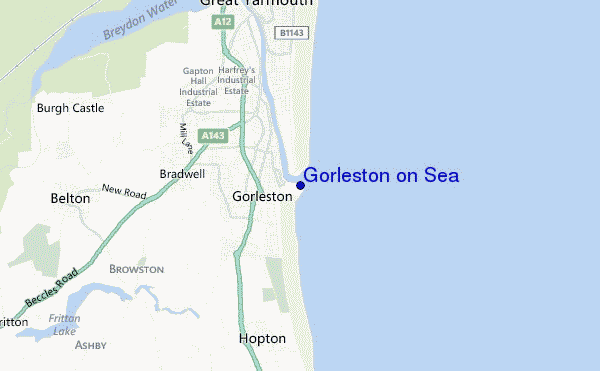 mapa de localização de Gorleston on Sea