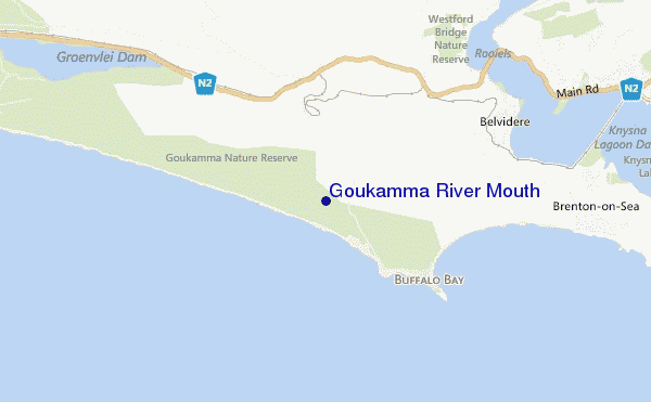 mapa de localização de Goukamma River Mouth