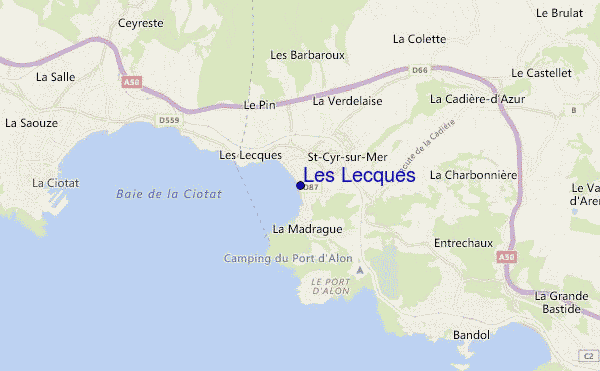 mapa de localização de Les Lecques