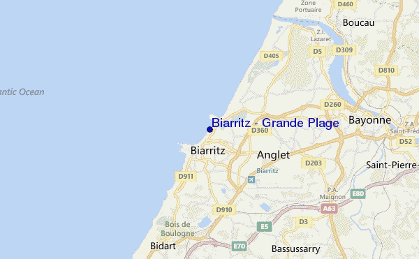 mapa de localização de Biarritz - Grande Plage