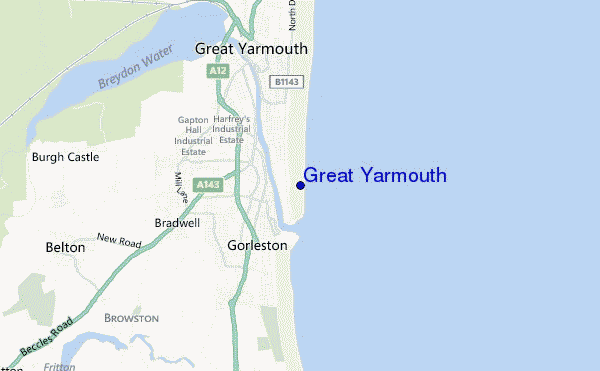 mapa de localização de Great Yarmouth