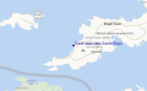 mapa de localização de Great and Little Carrot Bays
