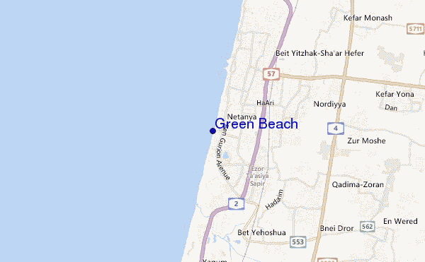 mapa de localização de Green Beach