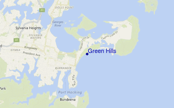 mapa de localização de Green Hills