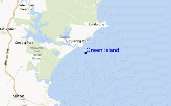 mapa de localização de Green Island