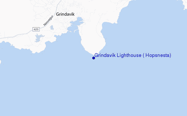 mapa de localização de Grindavik Lighthouse ( Hopsnesta)