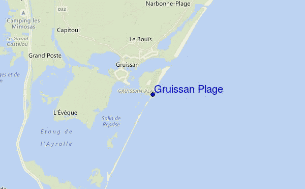 mapa de localização de Gruissan Plage