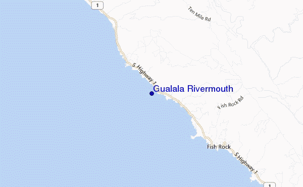 mapa de localização de Gualala Rivermouth
