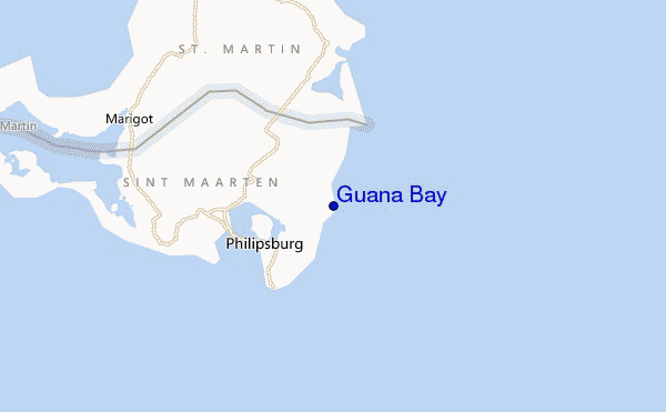 mapa de localização de Guana Bay