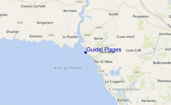 mapa de localização de Guidel Plages