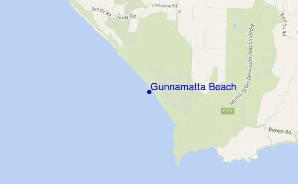 mapa de localização de Gunnamatta Beach