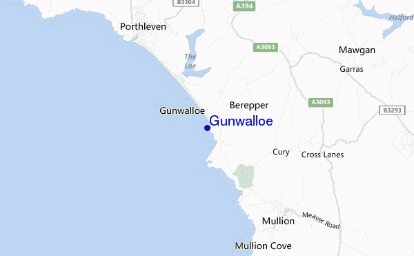 mapa de localização de Gunwalloe