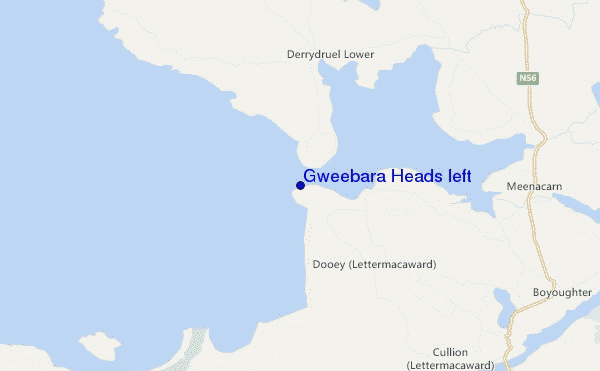mapa de localização de Gweebara Heads left