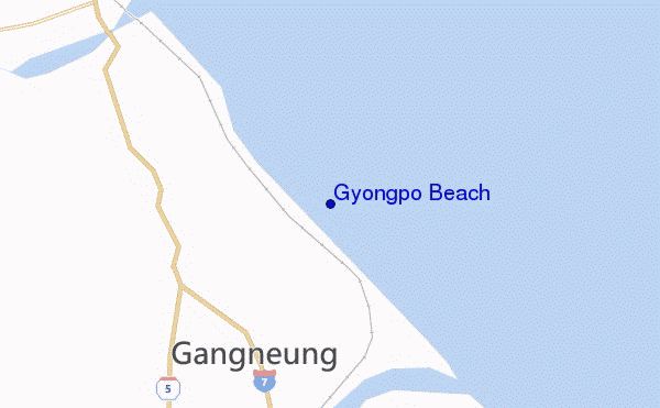 mapa de localização de Gyongpo Beach