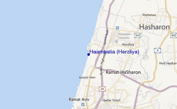 mapa de localização de Haambatia (Herzliya)