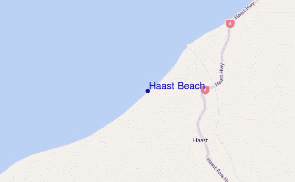 mapa de localização de Haast Beach