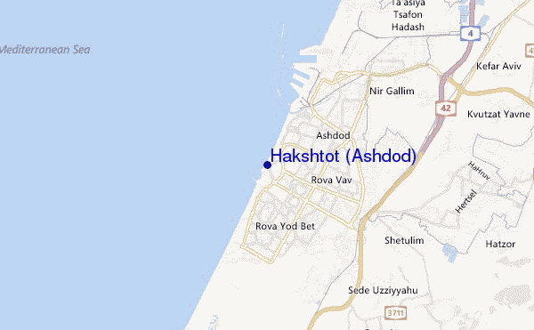 mapa de localização de Hakshtot (Ashdod)