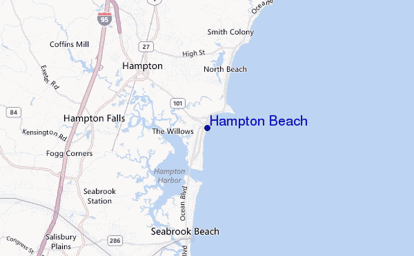 mapa de localização de Hampton Beach