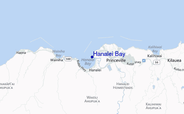 mapa de localização de Hanalei Bay