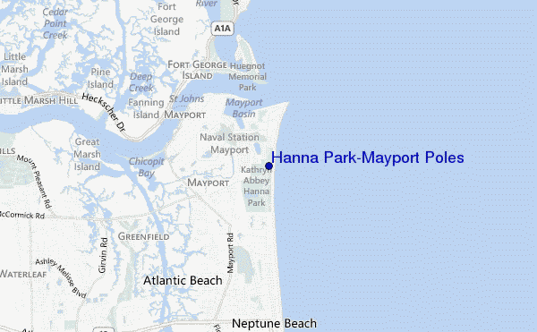 mapa de localização de Hanna Park/Mayport Poles