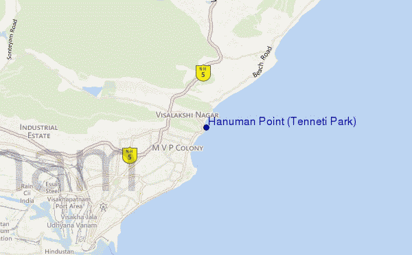 mapa de localização de Hanuman Point (Tenneti Park)
