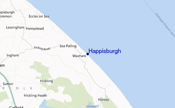 mapa de localização de Happisburgh