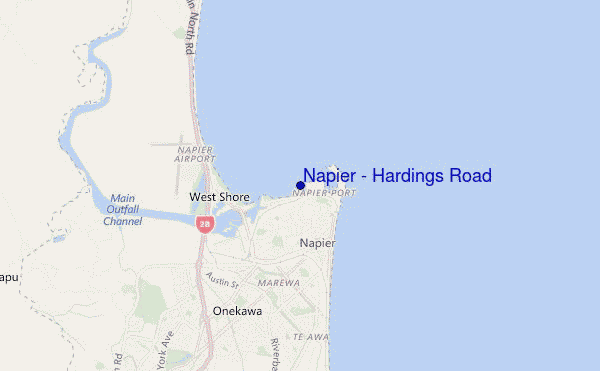mapa de localização de Napier - Hardings Road
