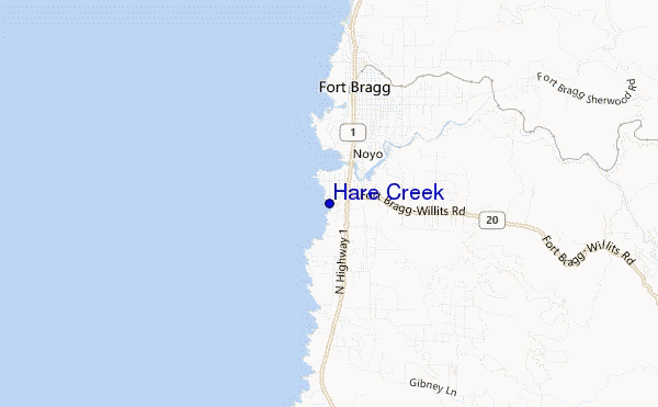 mapa de localização de Hare Creek