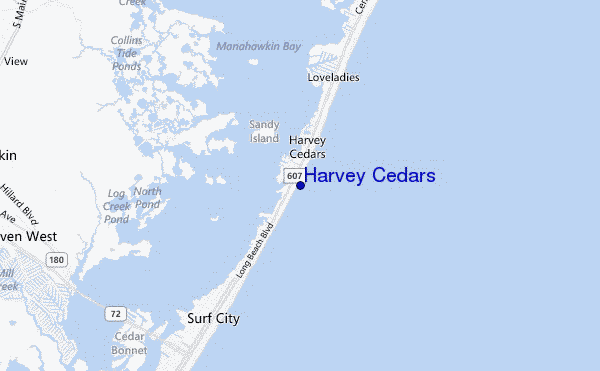 mapa de localização de Harvey Cedars