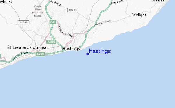 mapa de localização de Hastings