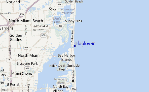 mapa de localização de Haulover