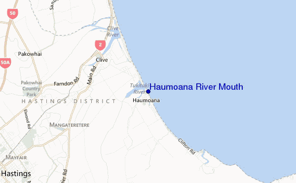 mapa de localização de Haumoana River Mouth