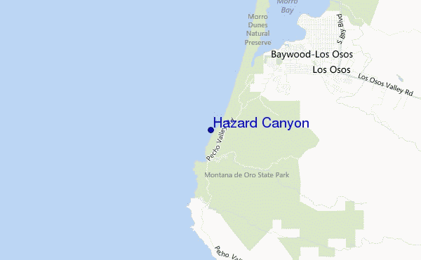 mapa de localização de Hazard Canyon