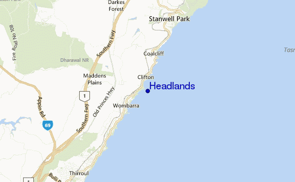 mapa de localização de Headlands